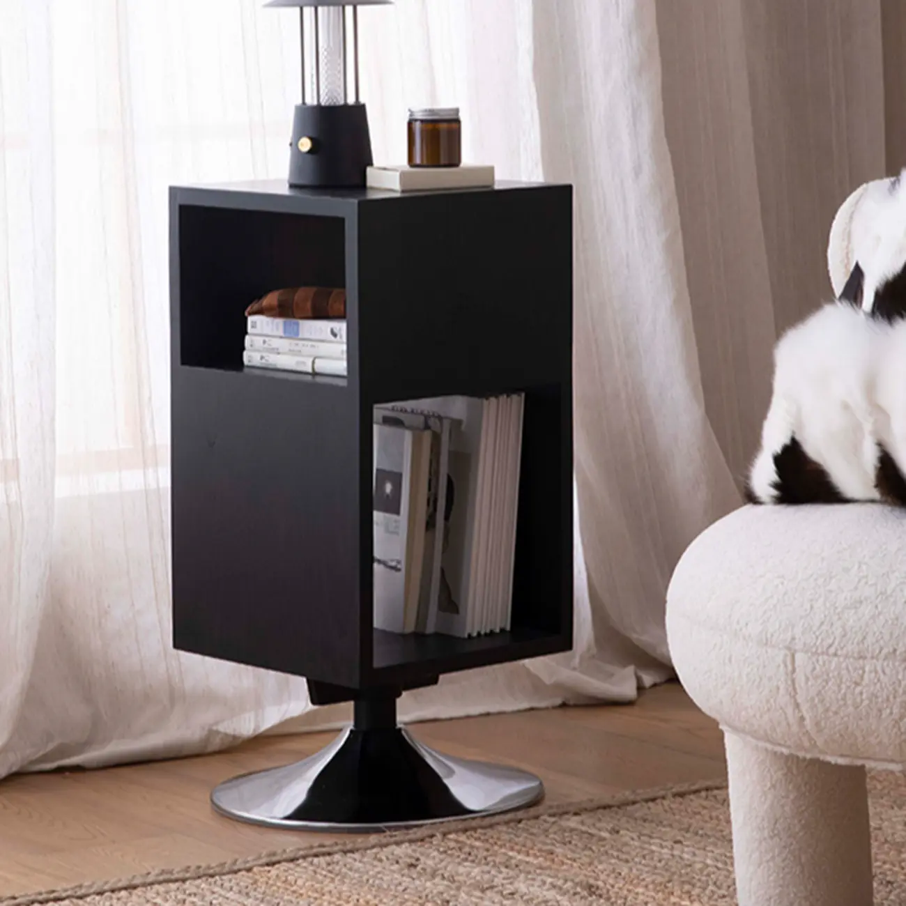 Timeless Rectangular Wooden 360° Rotating Side Table Image - 6 | homeyfad