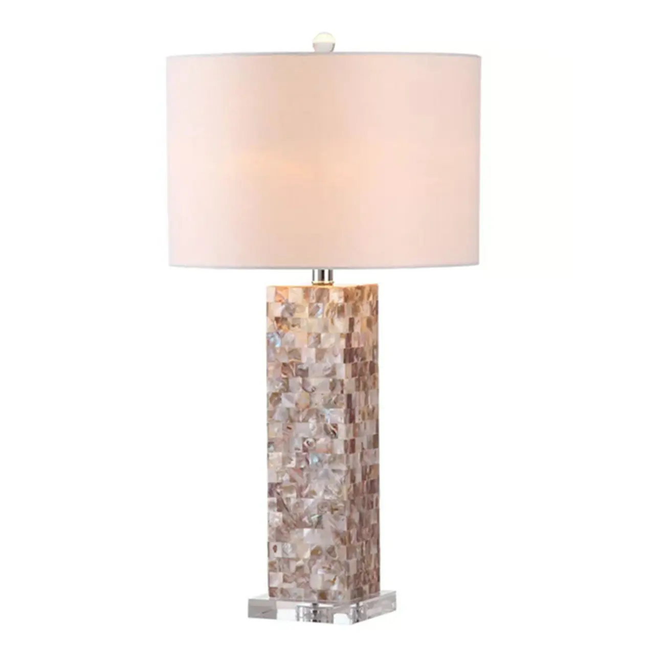 Elegant Shell Base LED Table Lamp with Linen Shade Image - 4 | homeyfad