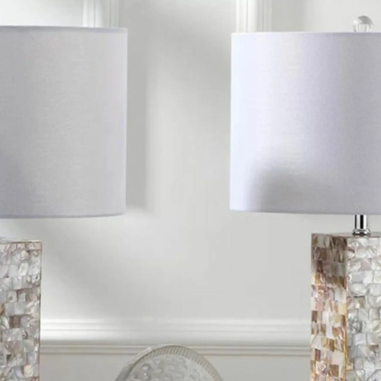 Elegant Shell Base LED Table Lamp with Linen Shade Image - 6 | homeyfad