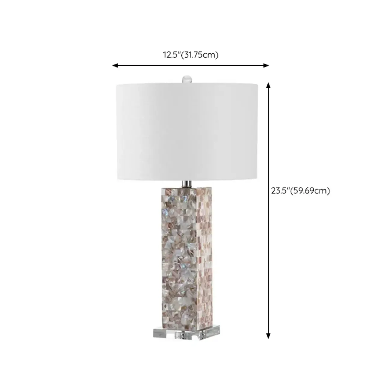 Elegant Shell Base LED Table Lamp with Linen Shade #size