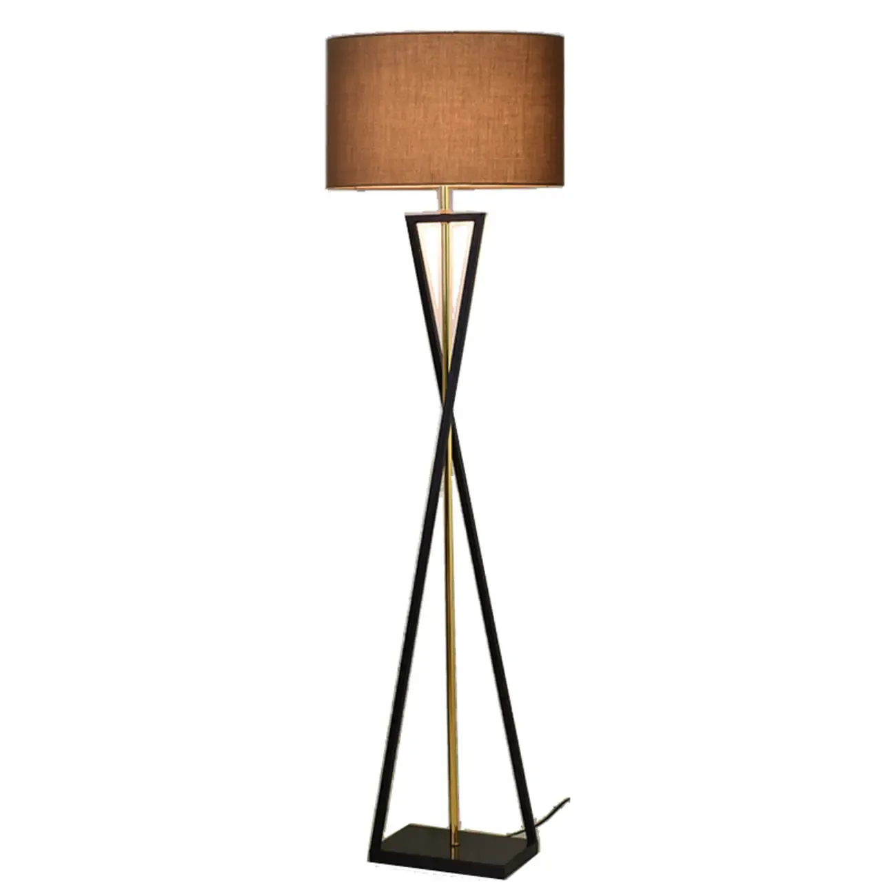 Modern Metal Black Floor Lamp with Drum Shade Image - 12