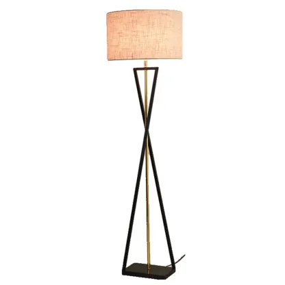Modern Metal Black Floor Lamp with Drum Shade Image - 14