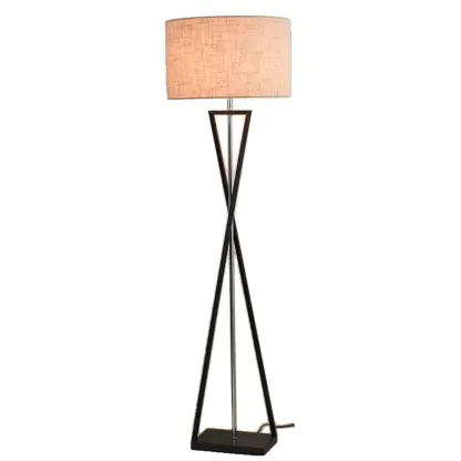 Modern Metal Black Floor Lamp with Drum Shade Image - 16
