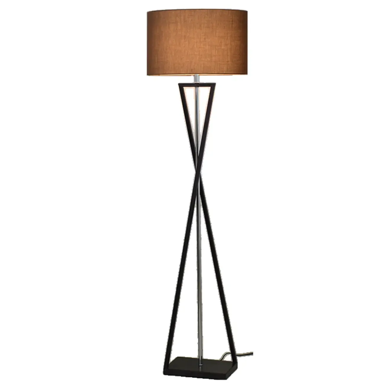 Modern Metal Black Floor Lamp with Drum Shade Image - 17