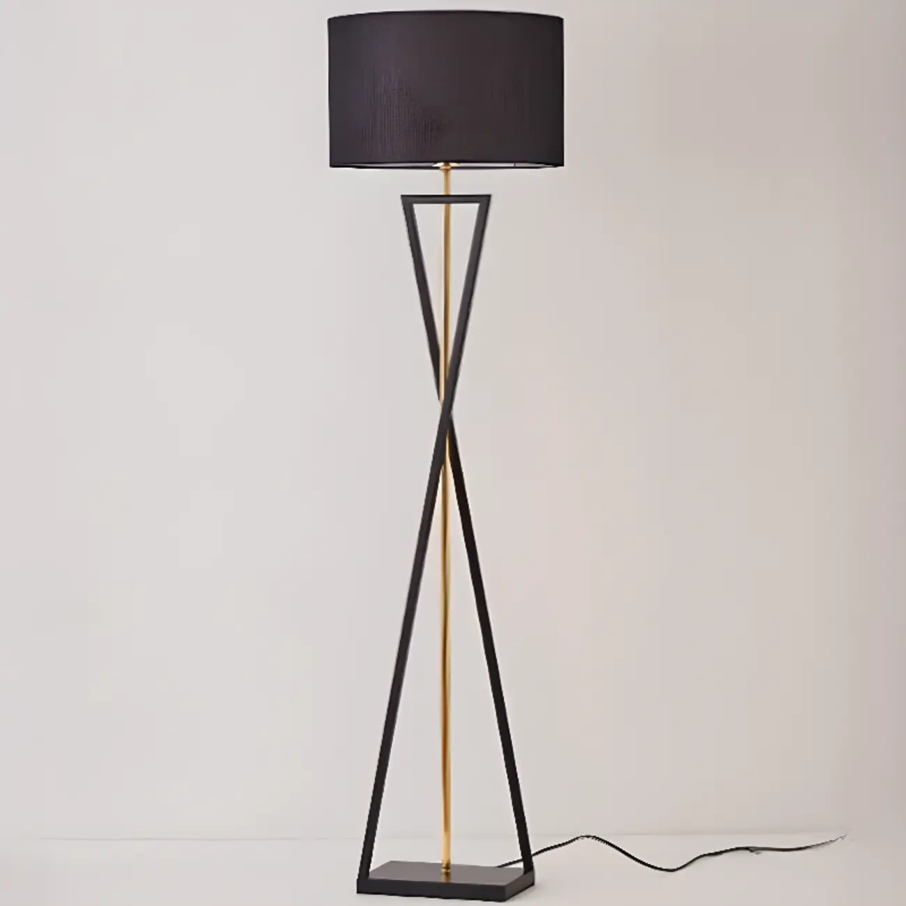 Modern Metal Black Floor Lamp with Drum Shade Image - 8 | homeyfad