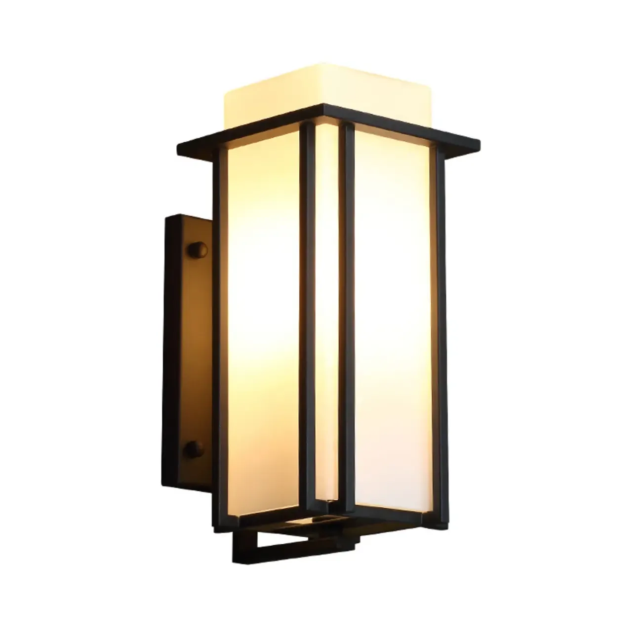 Modern Outdoor Geometric Wall Light with Glass Shade Image - 5