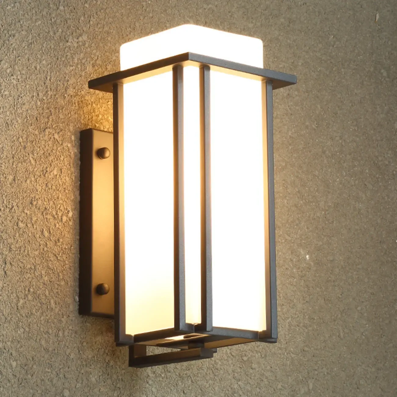 Modern Outdoor Geometric Wall Light with Glass Shade Image - 6