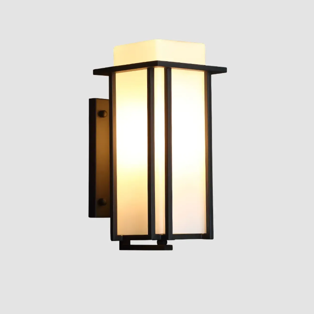 Modern Outdoor Geometric Wall Light with Glass Shade Image - 8