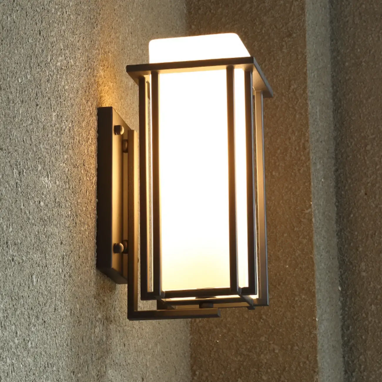 Modern Outdoor Geometric Wall Light with Glass Shade Image - 12