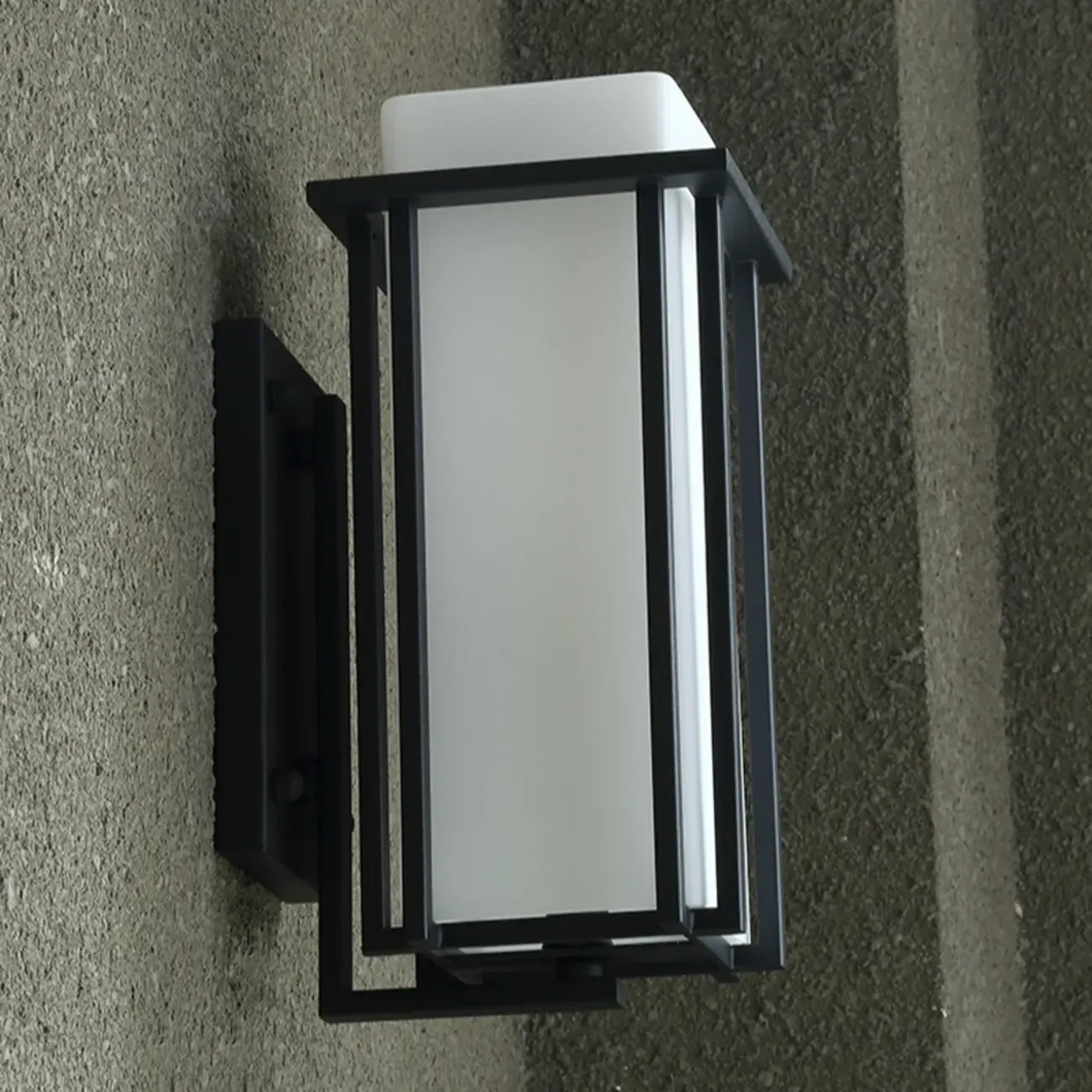 Modern Outdoor Geometric Wall Light with Glass Shade Image - 13
