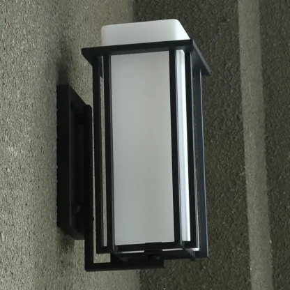 Modern Outdoor Geometric Wall Light with Glass Shade Image - 13