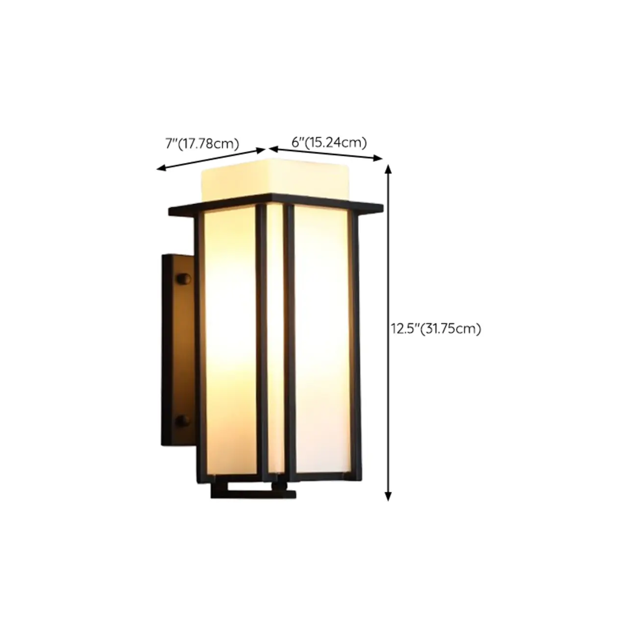 Modern Outdoor Geometric Wall Light with Glass Shade #size | homeyfad