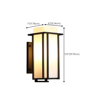 Modern Outdoor Geometric Wall Light with Glass Shade #size