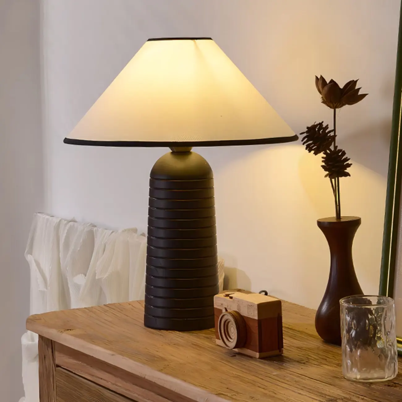 Wooden Cone Shade LED Desk Lamp, Modern Style Image - 1 | homeyfad