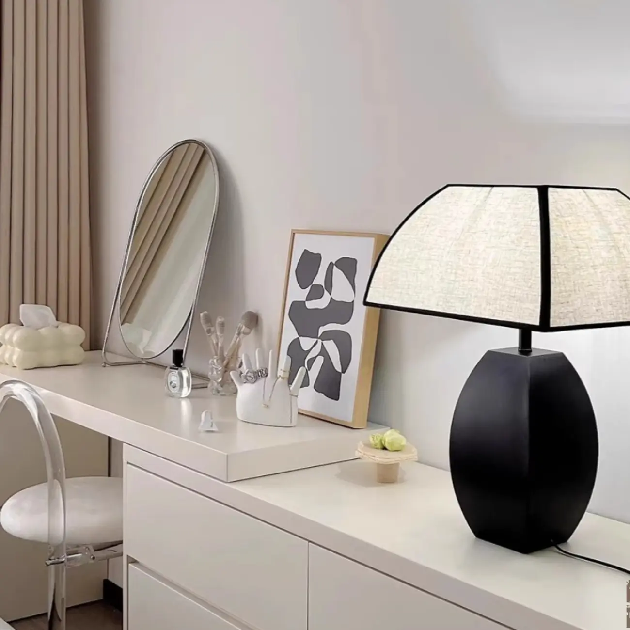 Modern Black Metal LED Table Lamp with Dome Shade Image - 1 | homeyfad