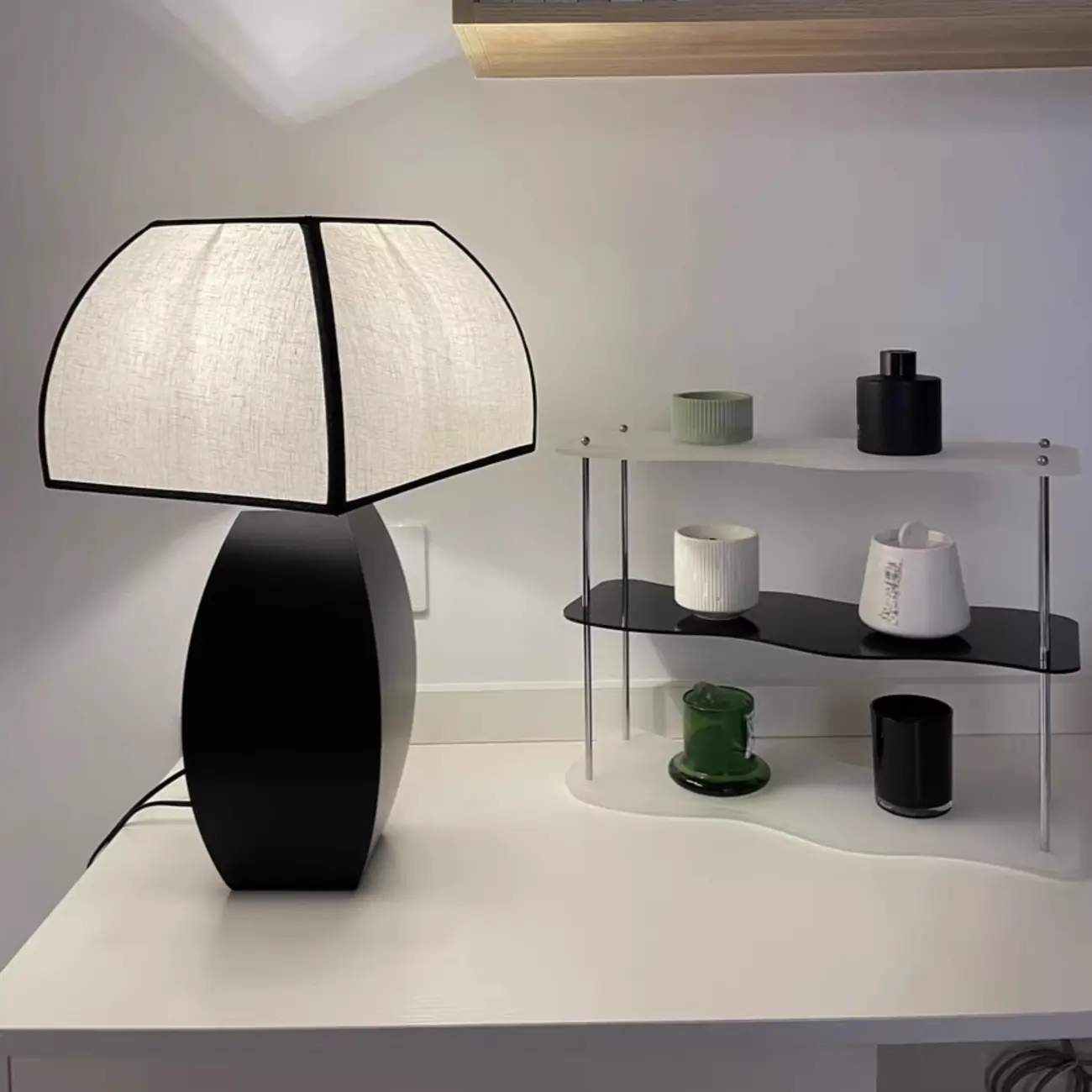 Modern Black Metal LED Table Lamp with Dome Shade Image - 2 | homeyfad