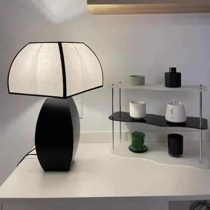 Modern Black Metal LED Table Lamp with Dome Shade Image - 2