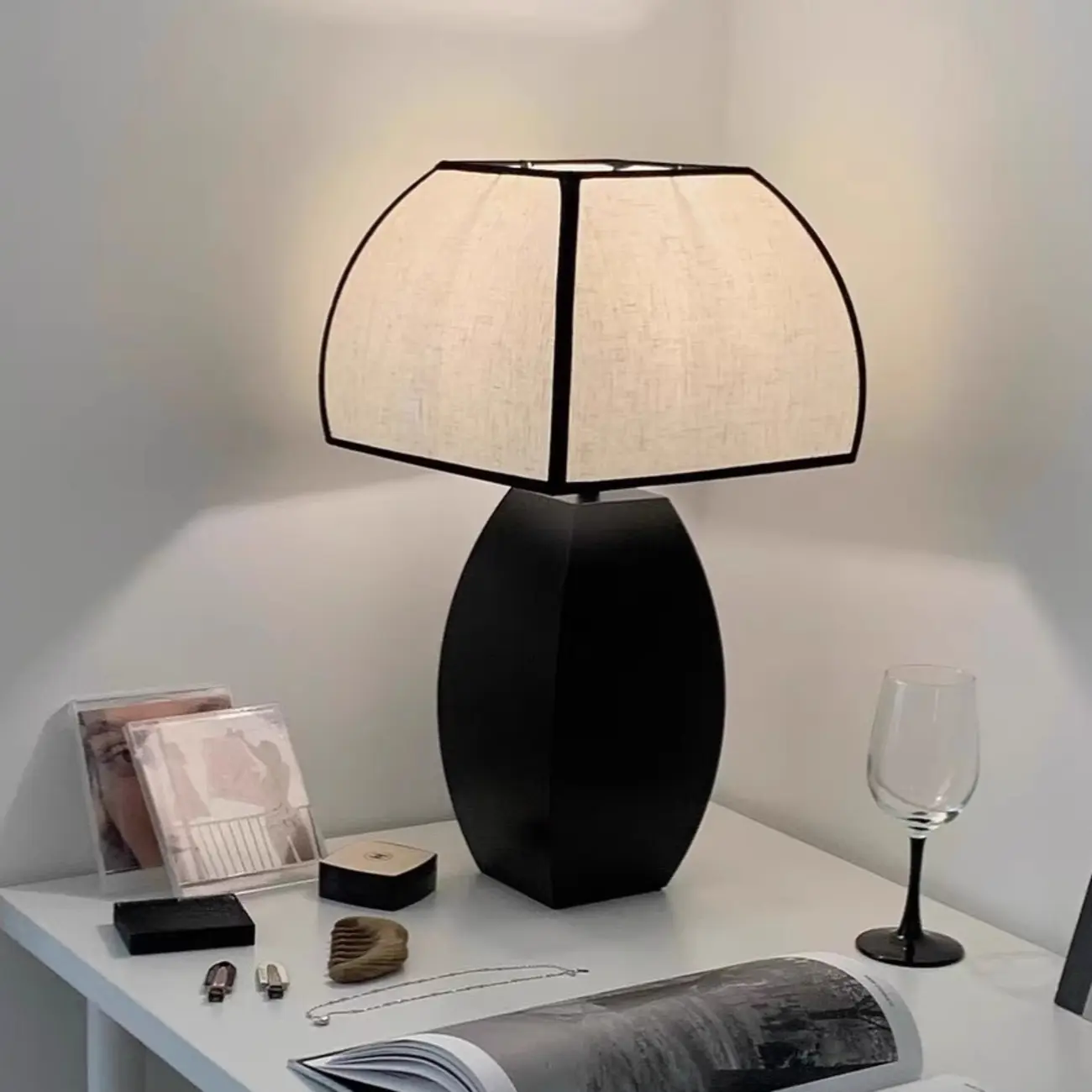 Modern Black Metal LED Table Lamp with Dome Shade Image - 5 | homeyfad