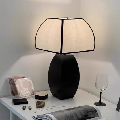 Modern Black Metal LED Table Lamp with Dome Shade Image - 5