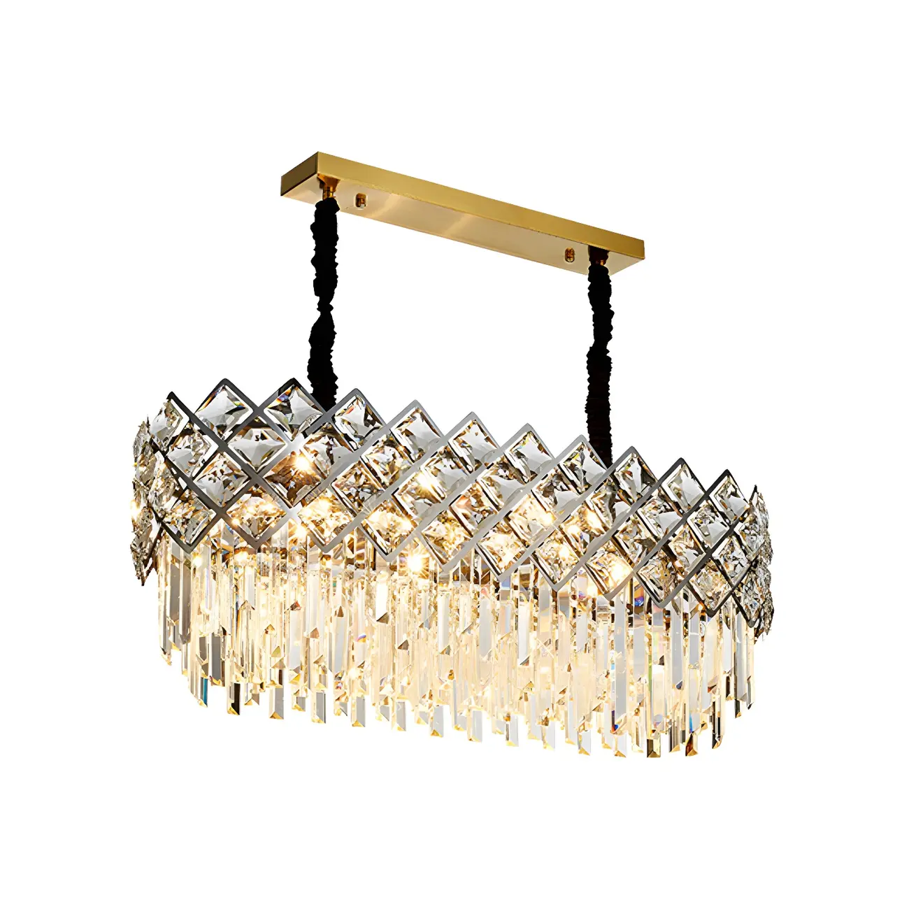 Kitchen Modern Crystal Oval Island Pendant Light Image - 3 | homeyfad