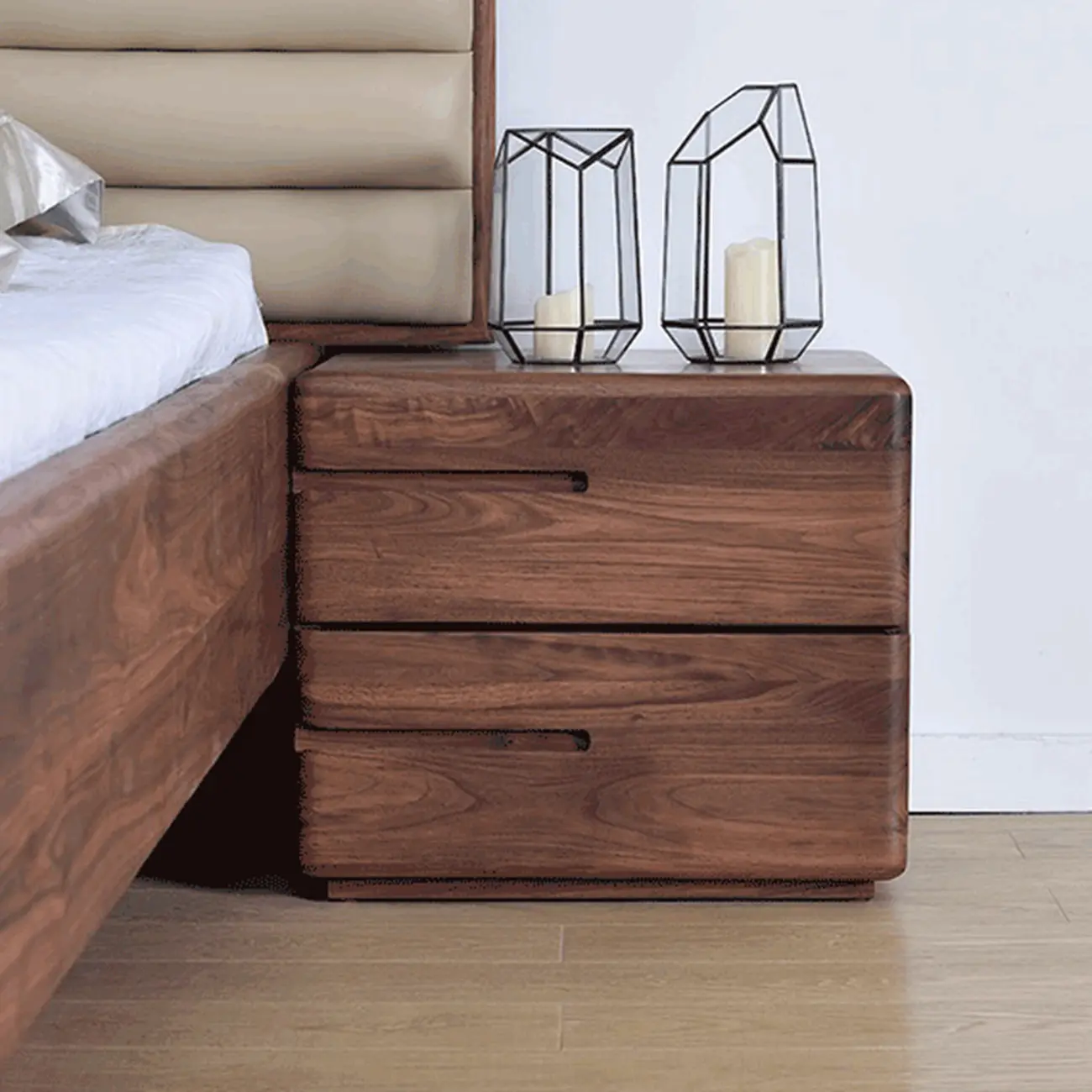 Nordic Minimalist Wood Storage Nightstand Image - 2 | homeyfad