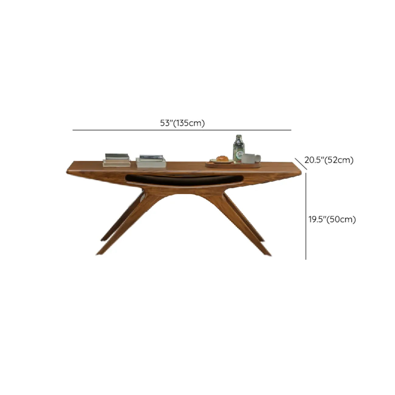 Solid Wood Mid-century Modern Coffee Table With Open Shelf #size | homeyfad