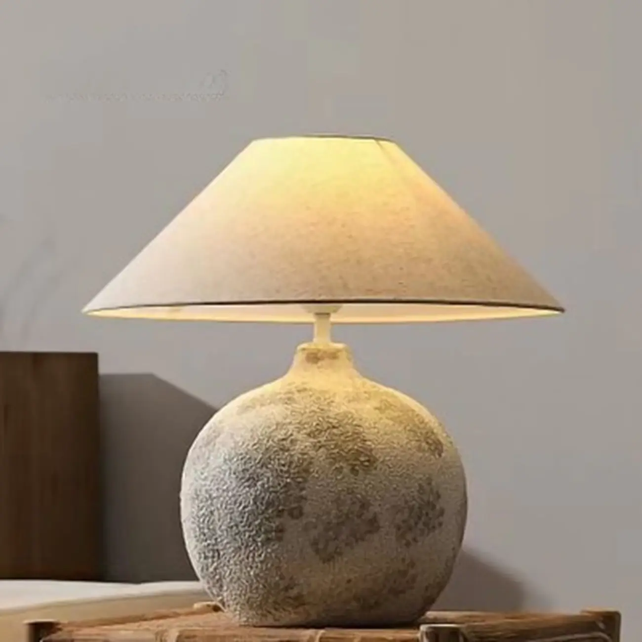 Modern Geometric Ceramic LED Desk Lamp with Fabric Shade Image - 4 | homeyfad
