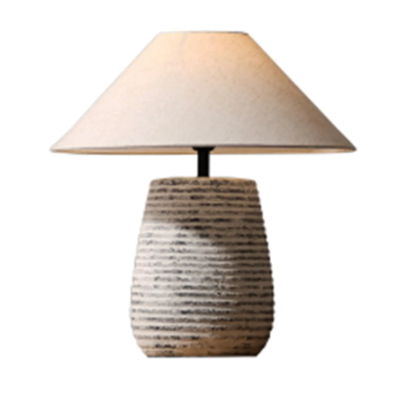 Modern Geometric Ceramic LED Desk Lamp with Fabric Shade Image - 7 | homeyfad