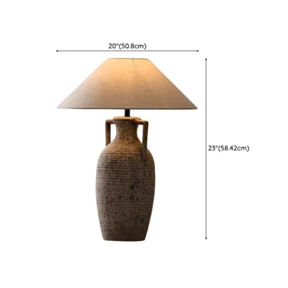 Modern Geometric Ceramic LED Desk Lamp with Fabric Shade Image - 15