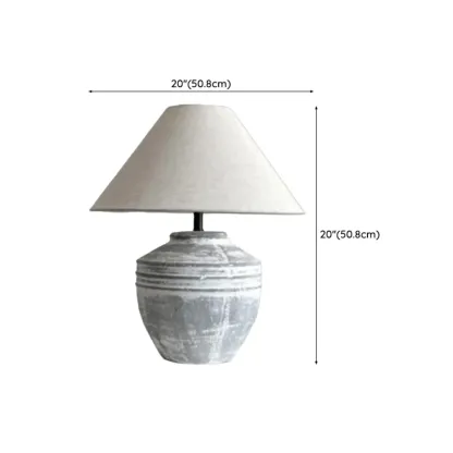 Modern Geometric Ceramic LED Desk Lamp with Fabric Shade Image - 19