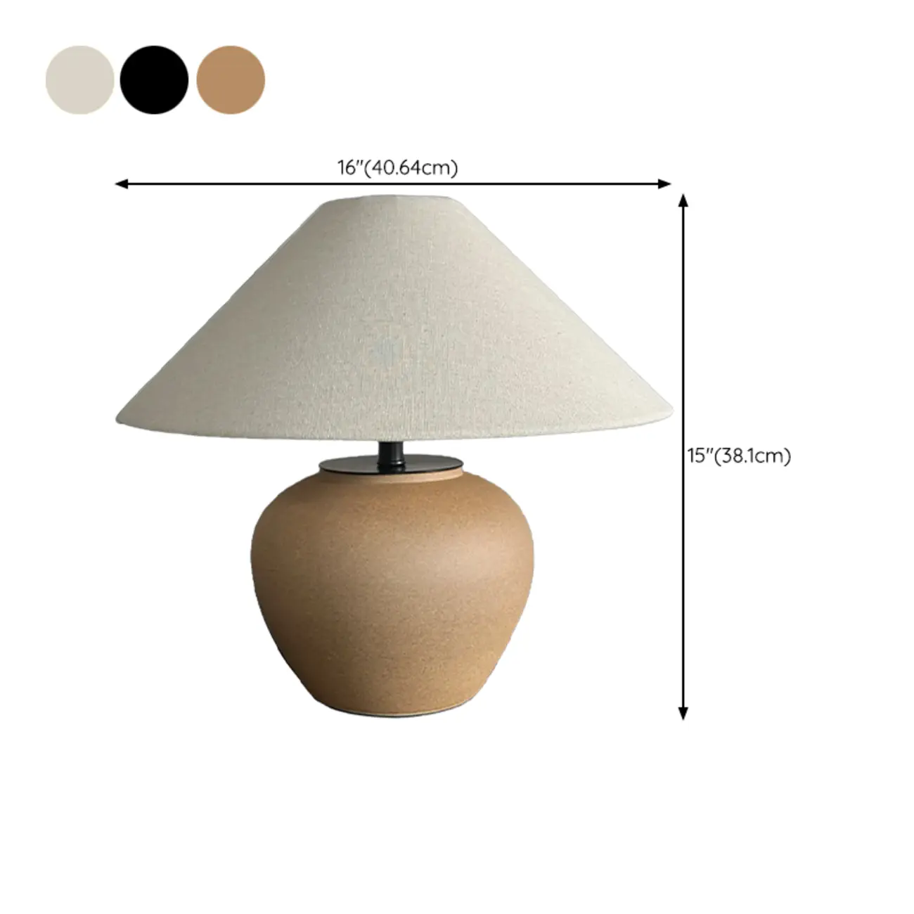 White Ceramic LED Table Lamp with Fabric Shade #size | homeyfad