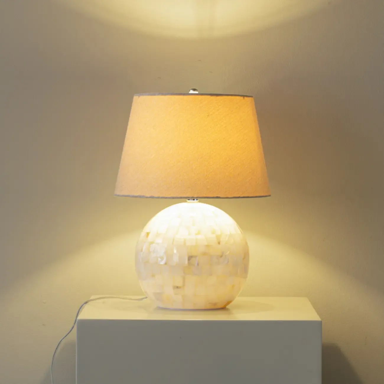 Modern Shell Table Lamp with Geometric Shade, LED Image - 11