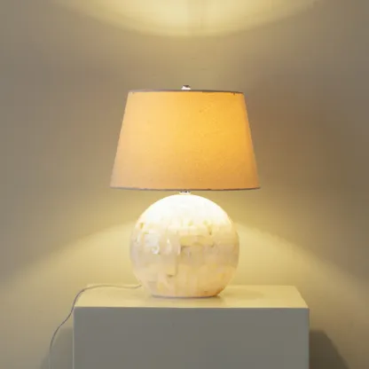 Modern Shell Table Lamp with Geometric Shade, LED Image - 11