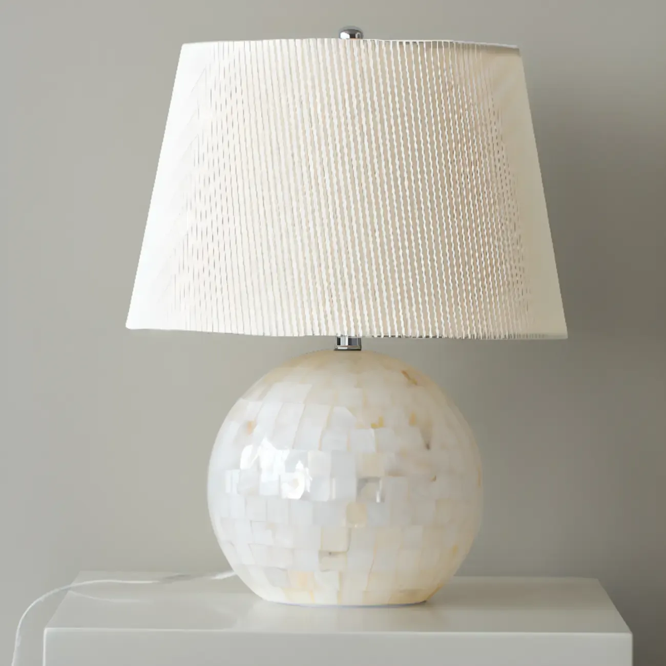 Modern Shell Table Lamp with Geometric Shade, LED Image - 12