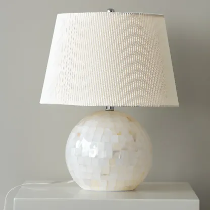 Modern Shell Table Lamp with Geometric Shade, LED Image - 12