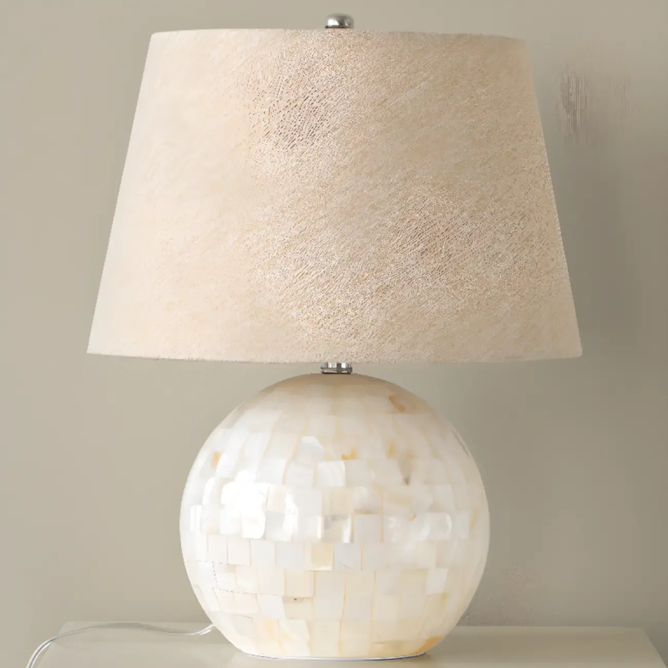 Modern Shell Table Lamp with Geometric Shade, LED Image - 13