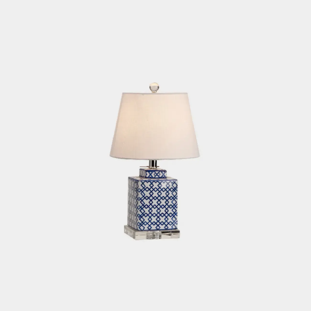 Blue Traditional Ceramic Table Lamp with Fabric Shade Image - 6