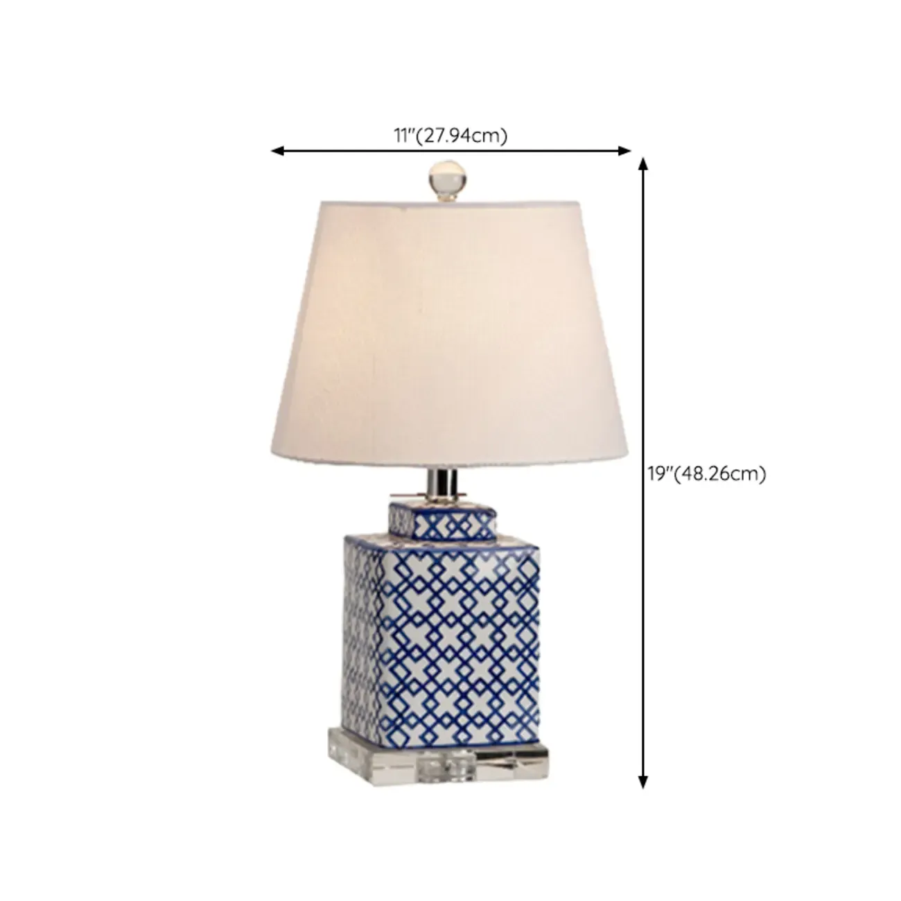 Blue Traditional Ceramic Table Lamp with Fabric Shade Image - 16