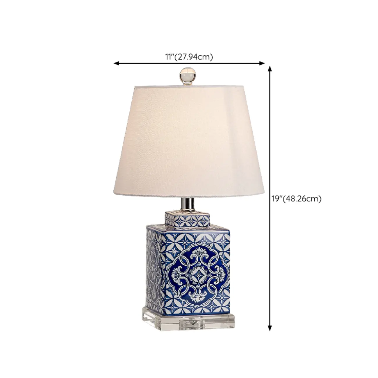 Blue Traditional Ceramic Table Lamp with Fabric Shade Image - 17 | homeyfad