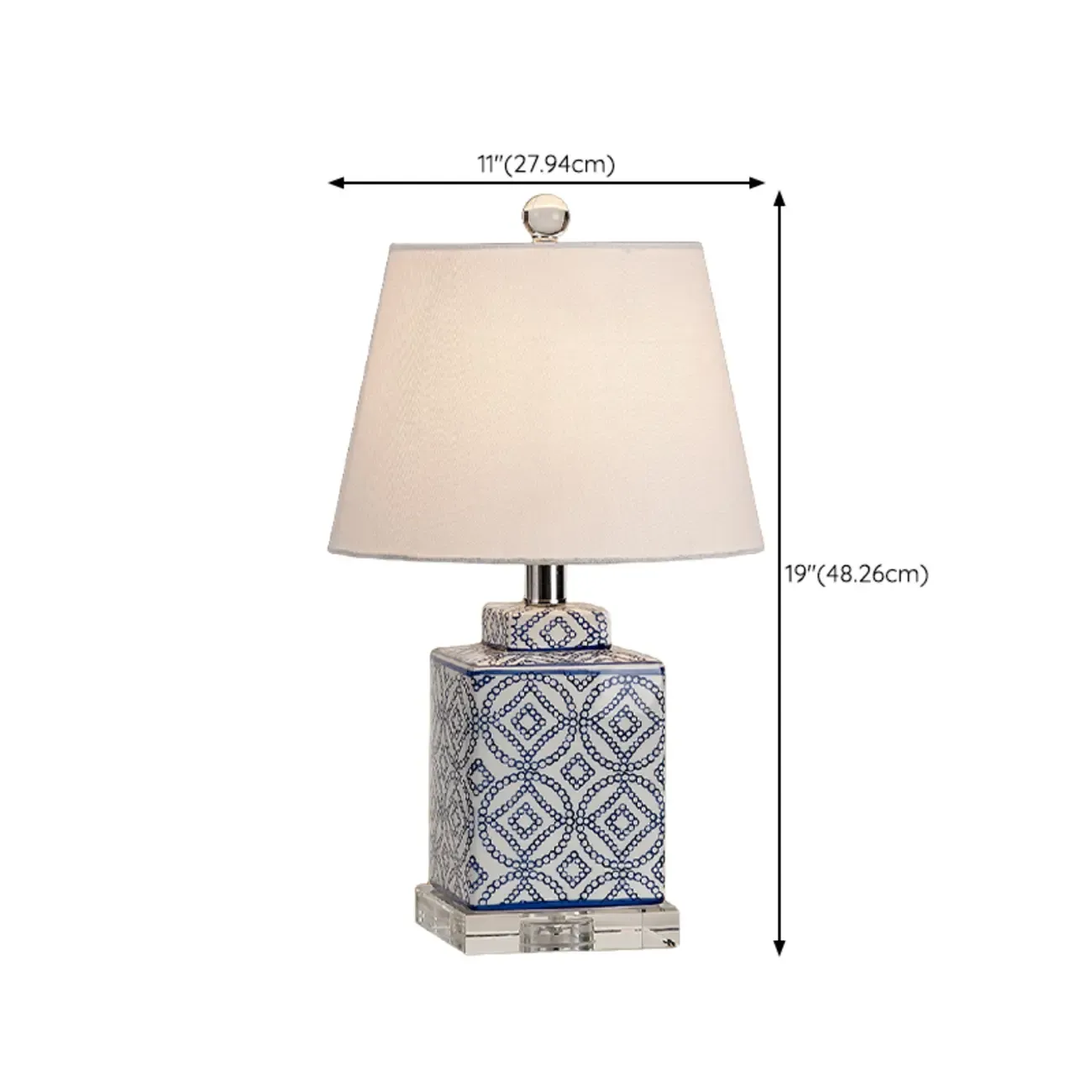 Blue Traditional Ceramic Table Lamp with Fabric Shade Image - 18