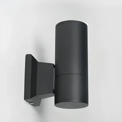 Modern Metal Black Cylinder Outdoor Wall Sconce Image - 5
