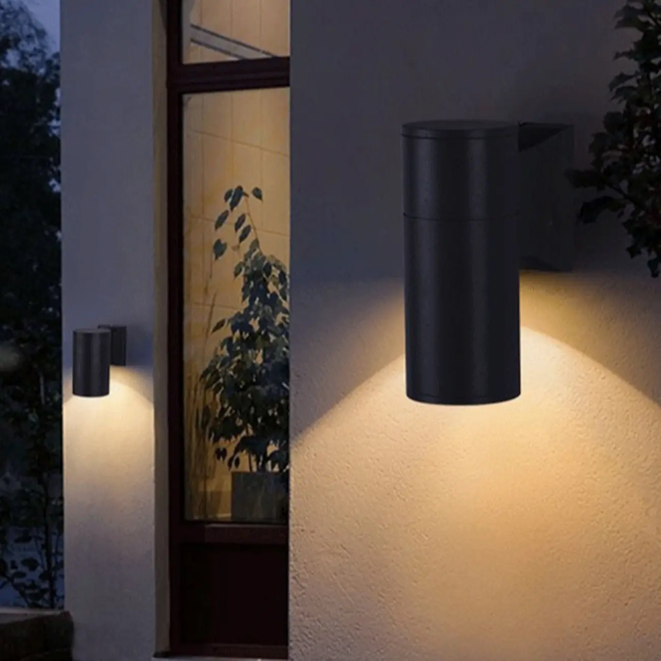Modern Metal Black Cylinder Outdoor Wall Sconce Image - 4 | homeyfad