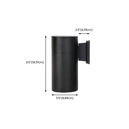 Modern Metal Black Cylinder Outdoor Wall Sconce Image - 9