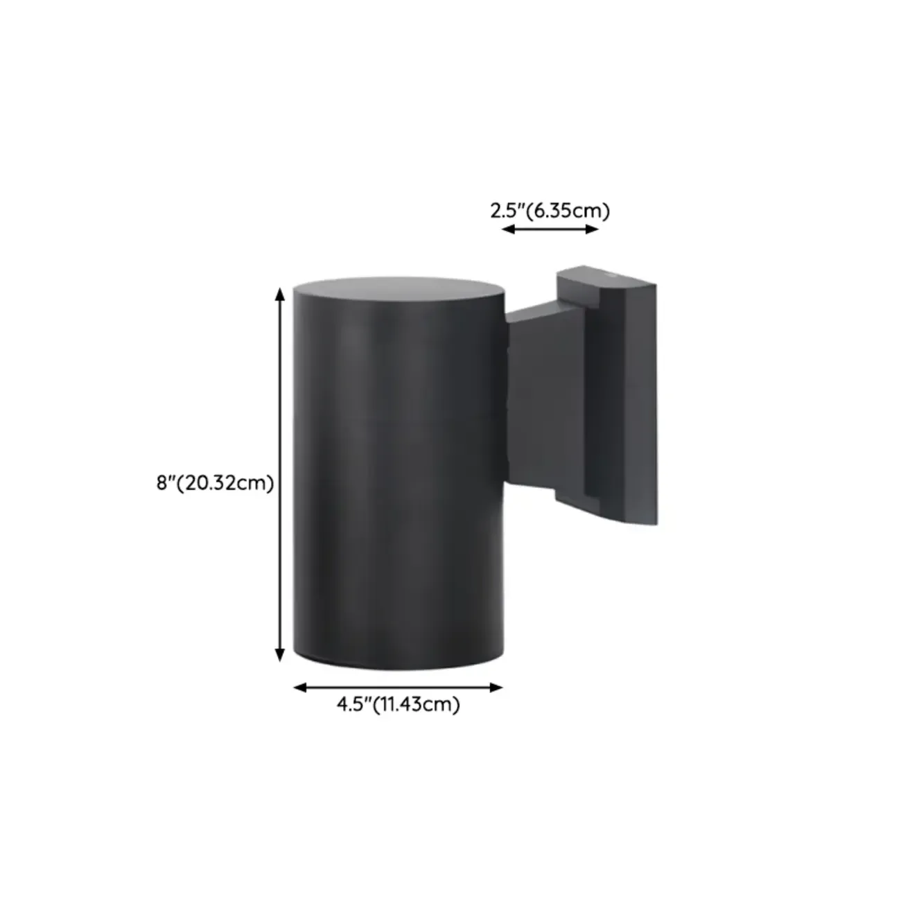 Modern Metal Black Cylinder Outdoor Wall Sconce Image - 10