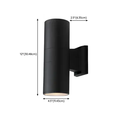 Modern Metal Black Cylinder Outdoor Wall Sconce Image - 14