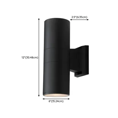 Modern Metal Black Cylinder Outdoor Wall Sconce Image - 15