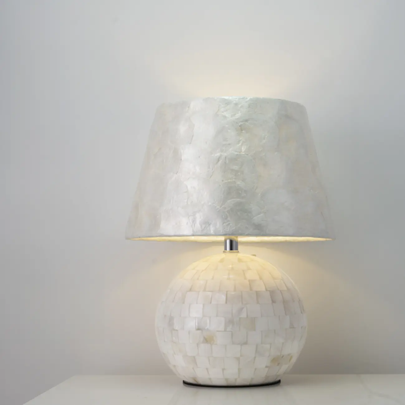 Modern Shell Table Lamp with Geometric Shade Image - 2 | homeyfad