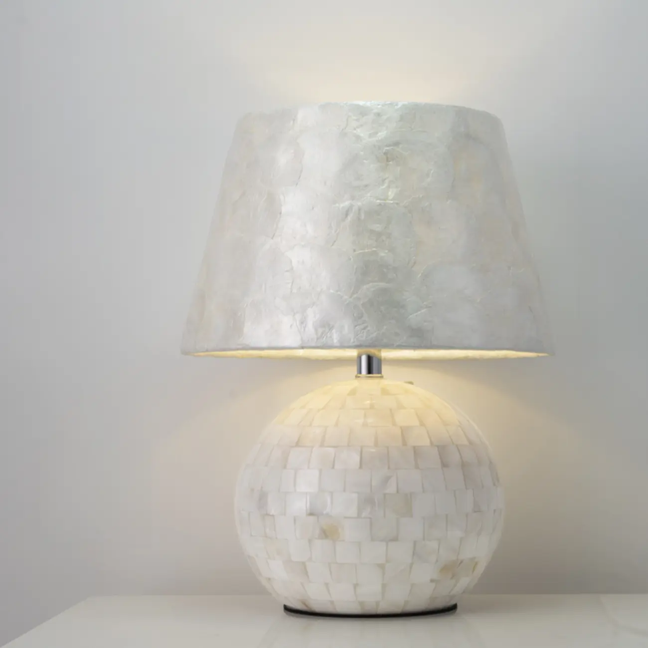 Modern Shell Table Lamp with Geometric Shade Image - 3 | homeyfad