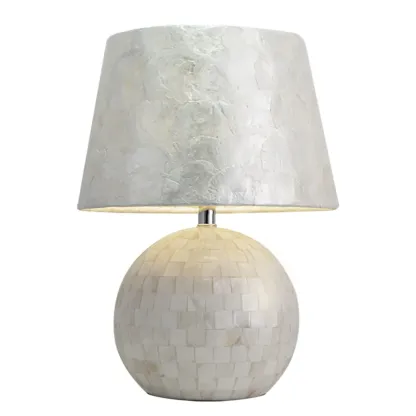 Modern Shell Table Lamp with Geometric Shade Image - 9