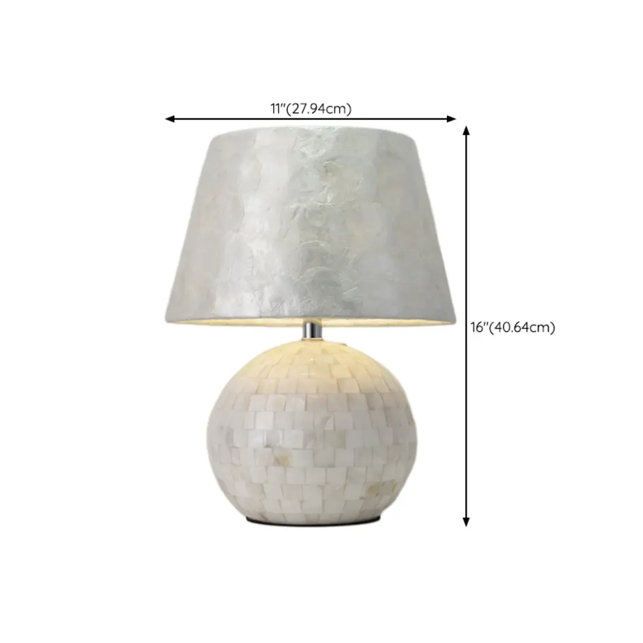 Modern Shell Table Lamp with Geometric Shade #size